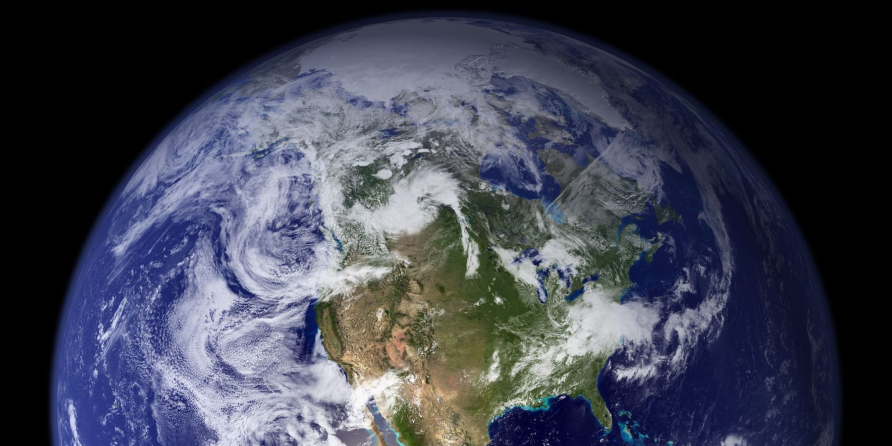 Earth seen from space with North America visible
